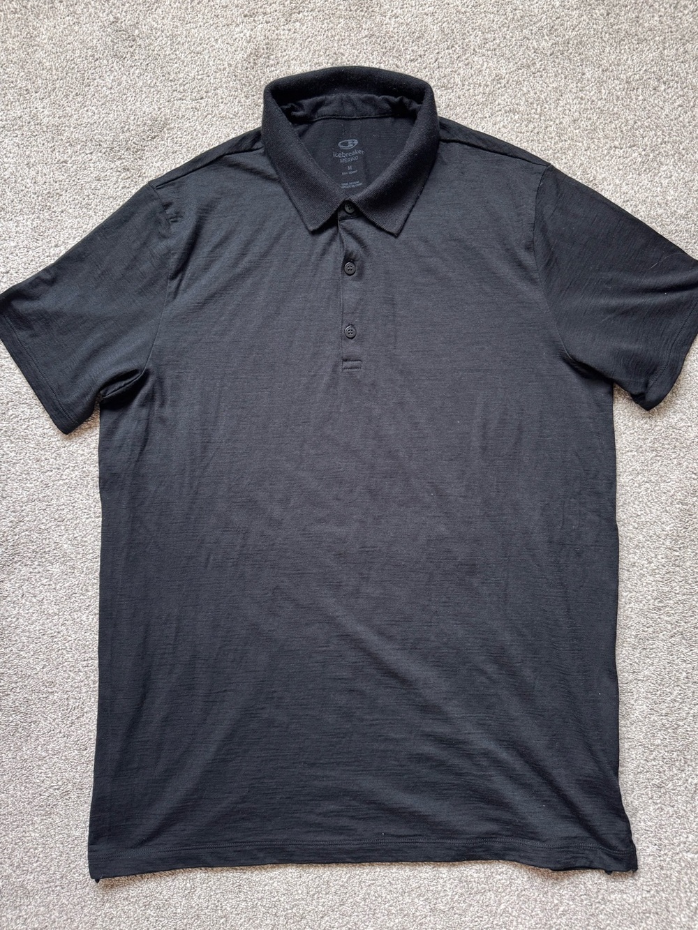 Mens Icebreaker Tech Lite Polo Shirt Size Medium Black Like New Golf Polo - Picture 10 of 14